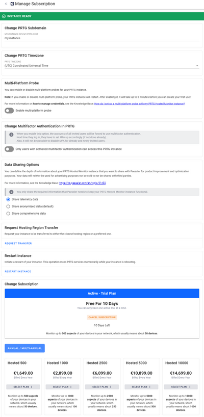 Manage Subscription